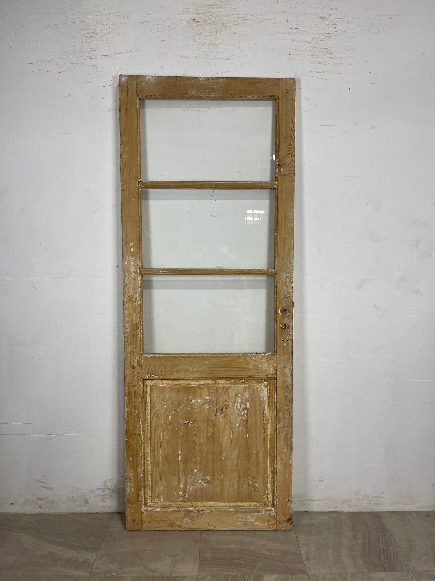 Antique French Panel Door with Glass  (84.25 x 32) N176