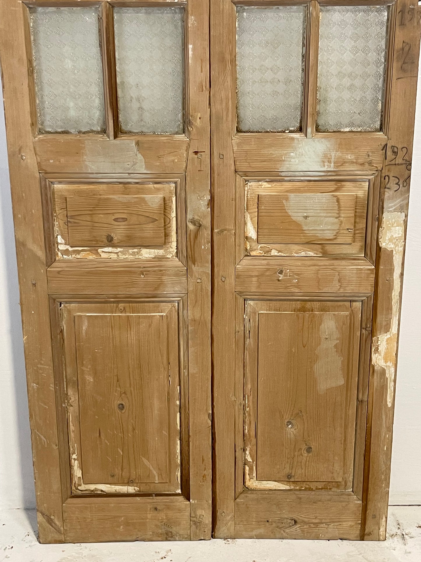 Antique French panel doors with glass (93.25x37.5) L198