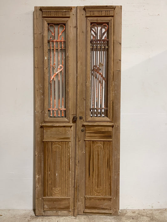 Antique French Panel Doors with Metal (97.5x39.75) J117