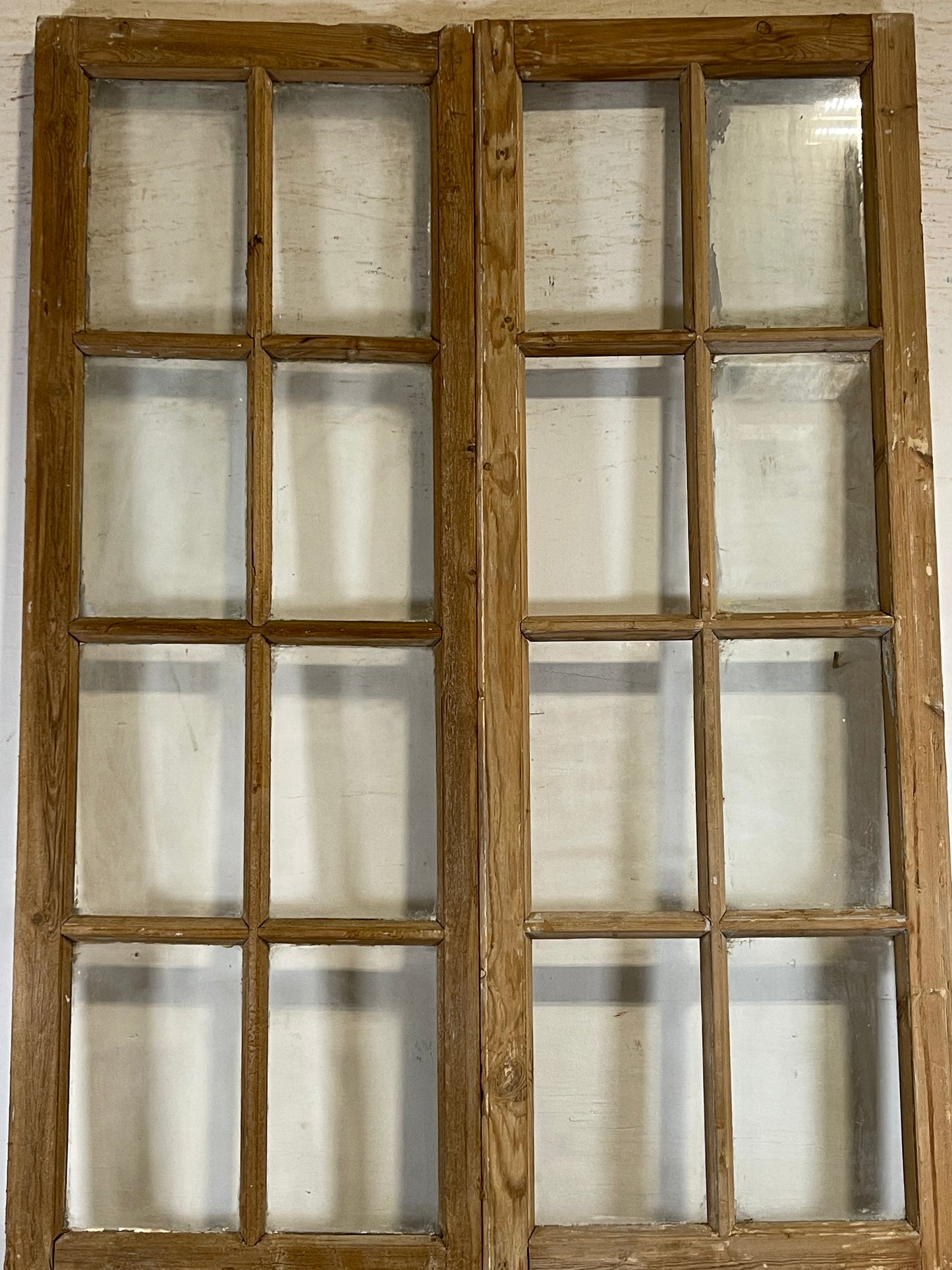 Antique French panel doors with glass (96.75x43.25) L158