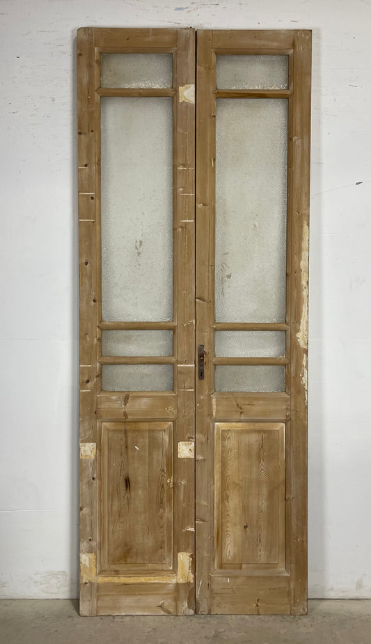 Antique  French Panel Doors with glass (101.5x40.25)   M095