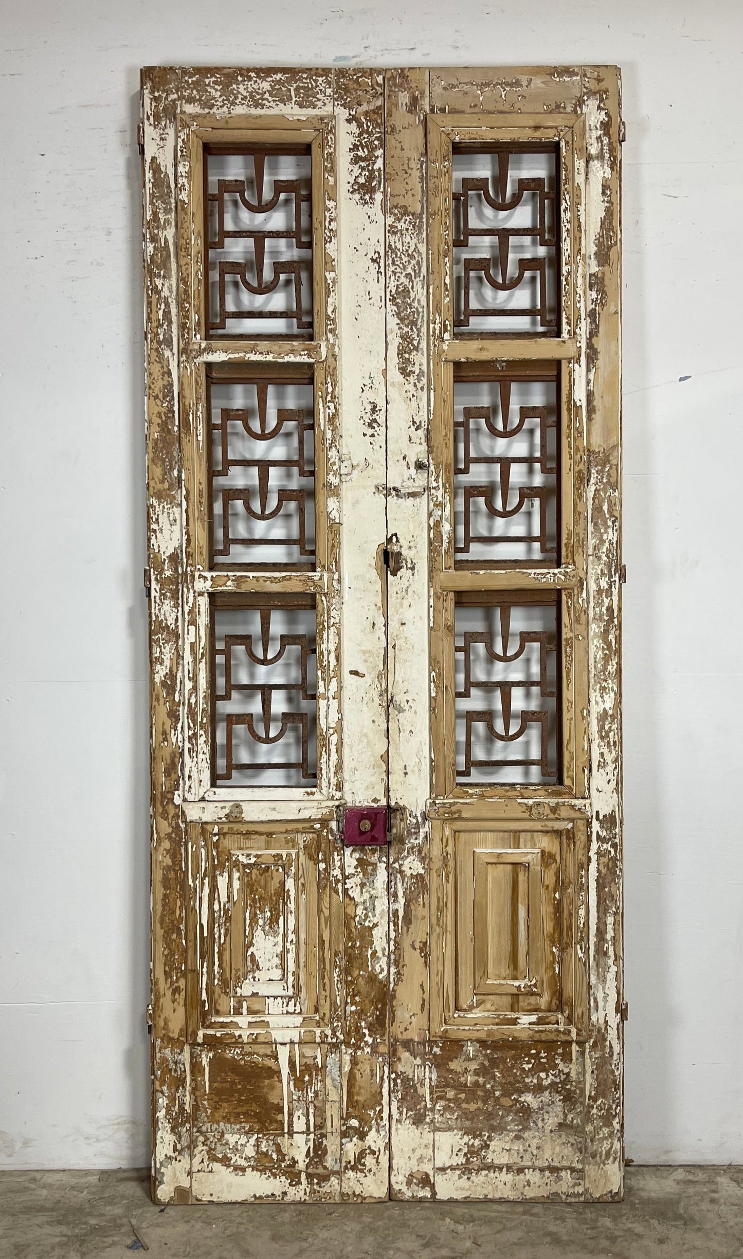 Antique French Panel Doors with Metal (103.5 x 44) M057