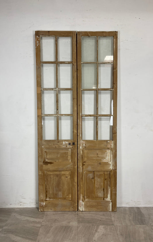 Antique French Panel Doors with Glass   (89.5 x 44)   N028