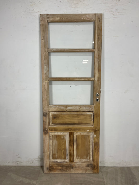 Antique French Panel Door with Glass  (87.25 x 31.75) N201