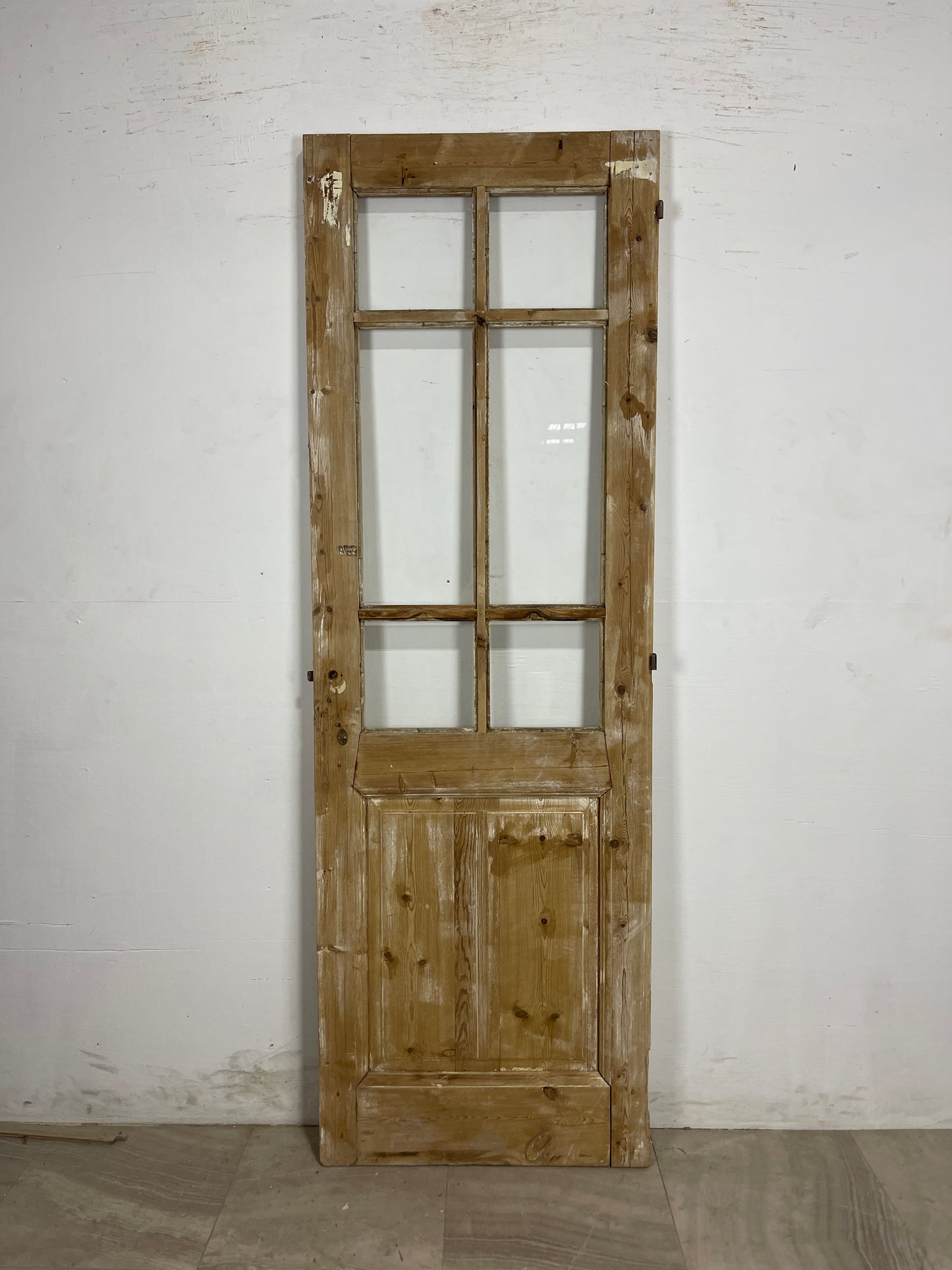 Antique French Panel Door with Glass  (84 x 28.25) N180