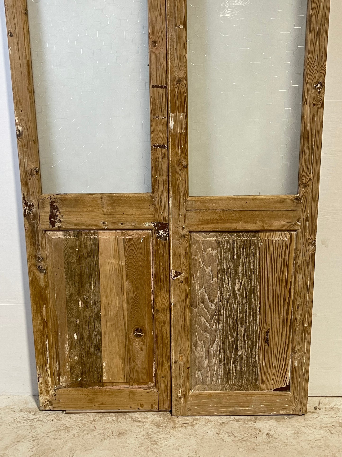 Antique French panel doors with glass (87.75x42.5) L225