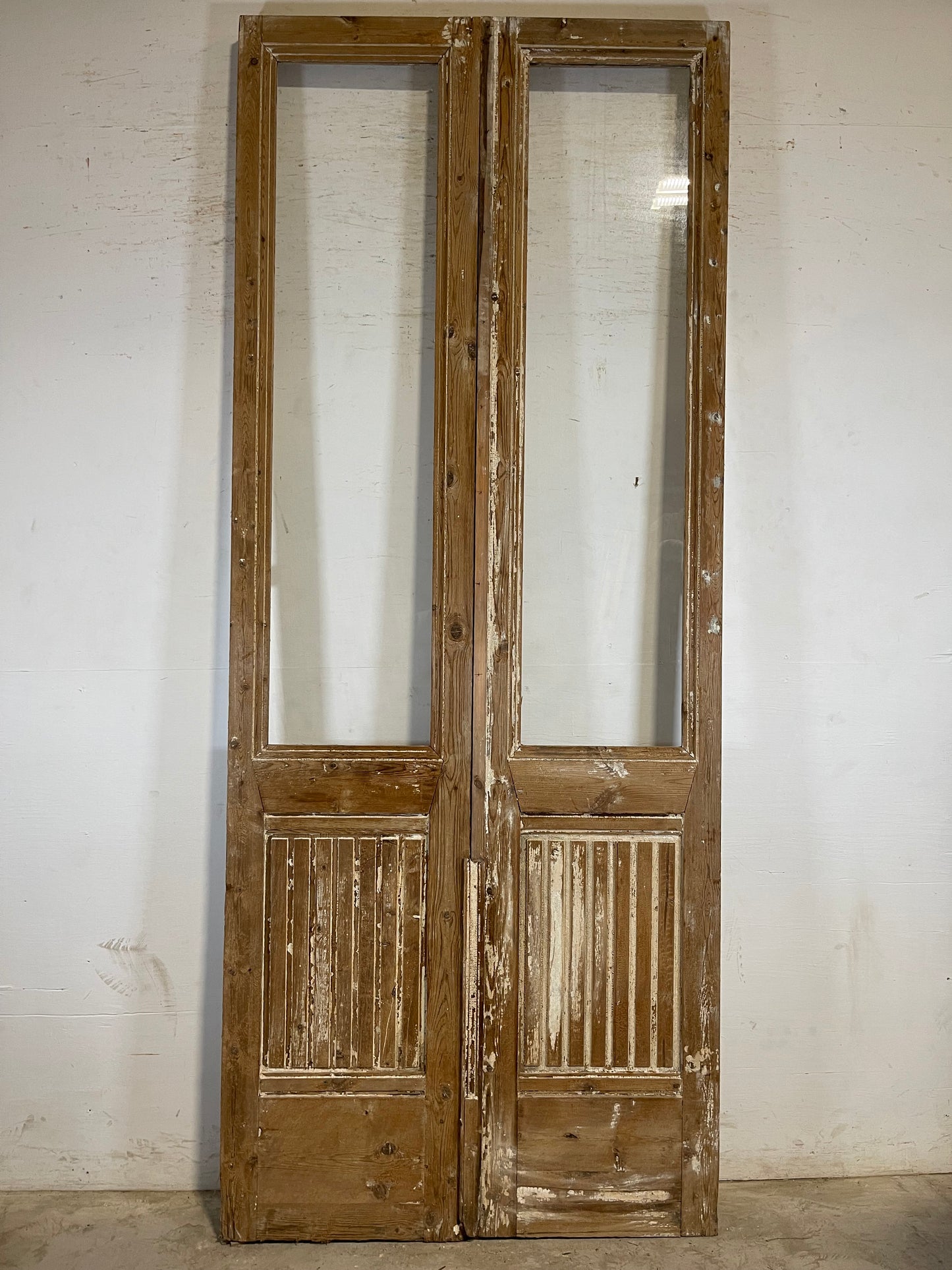 Antique French panel doors with glass (92.75x43.75) L174