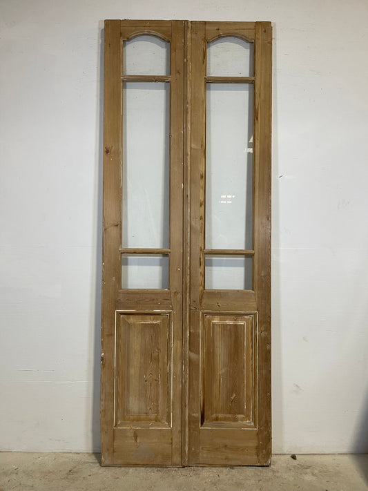 Antique French panel doors with glass (99x37.75) L347