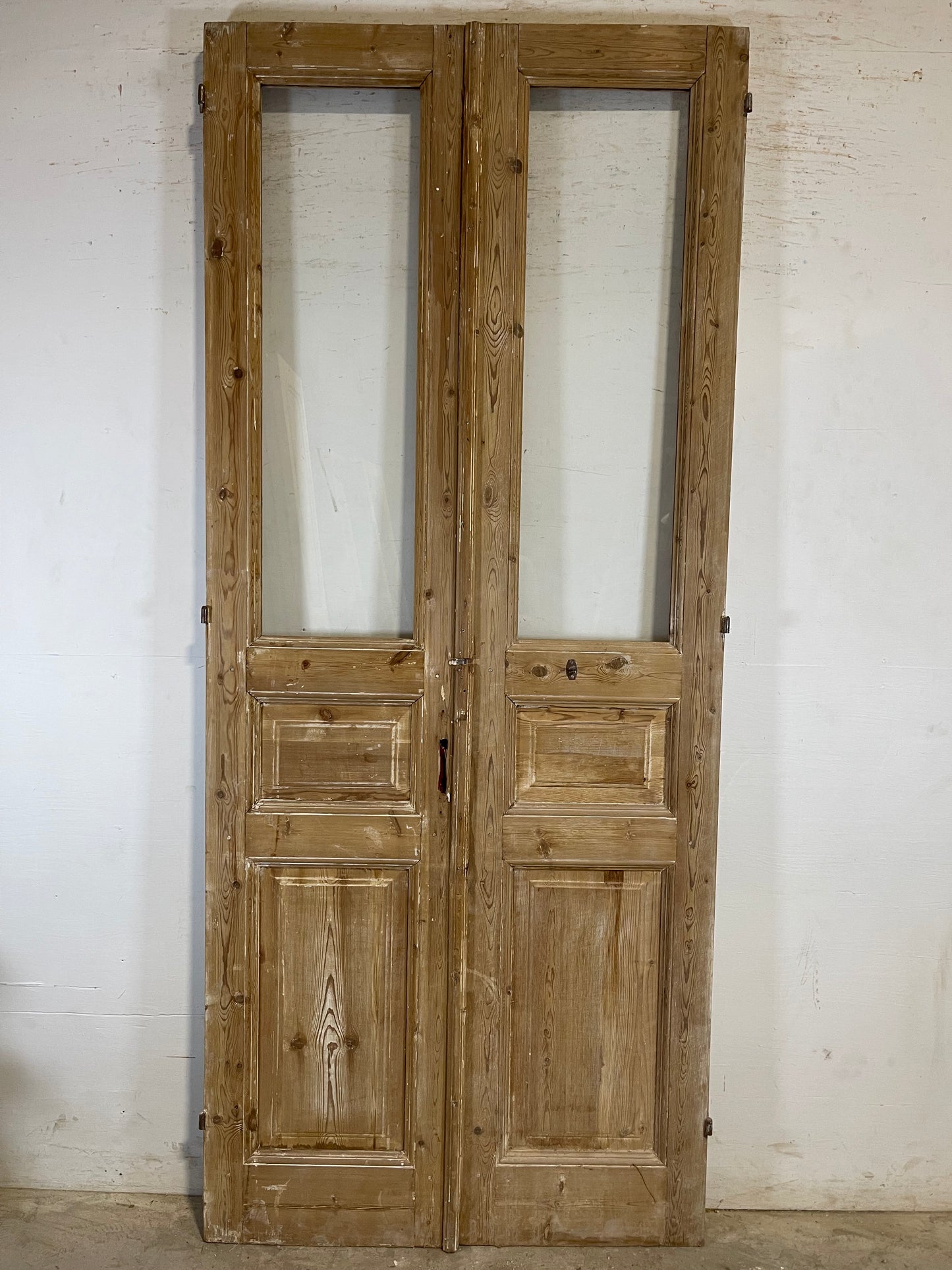 Antique French panel doors with glass (89.25x51.25) L150