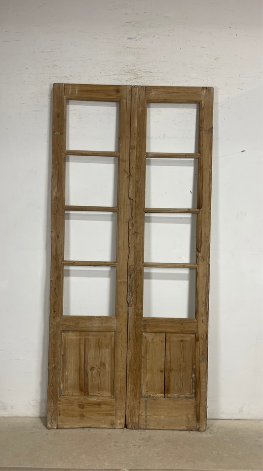 Antique  French Panel Doors with glass (92.5x43.5)   M268