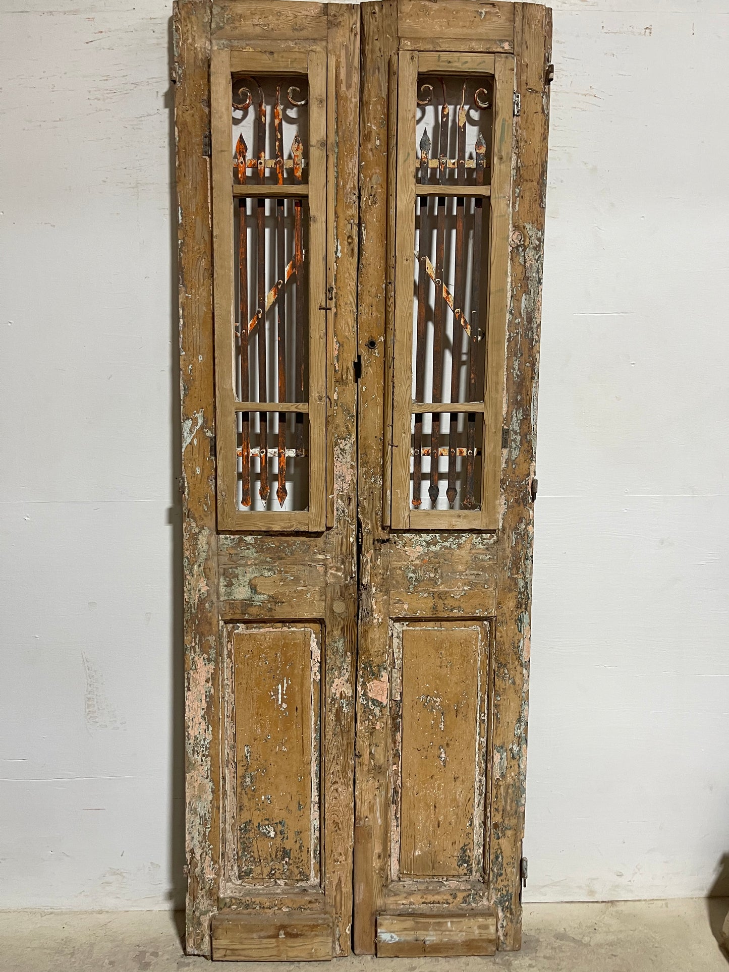 Antique French Panel Doors with Metal (95.5x35.5) K106