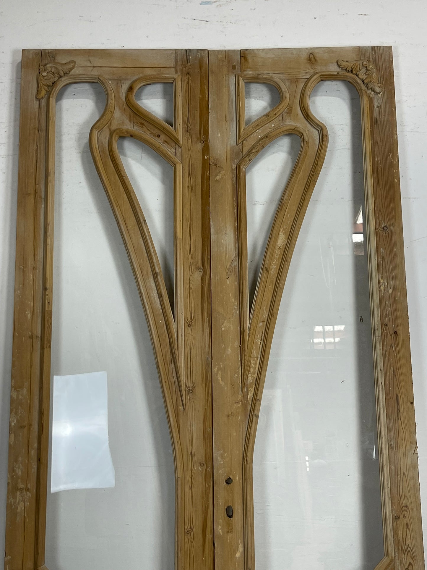 Antique  French Panel Doors with Carving  (98.25 xz 46.25) M049