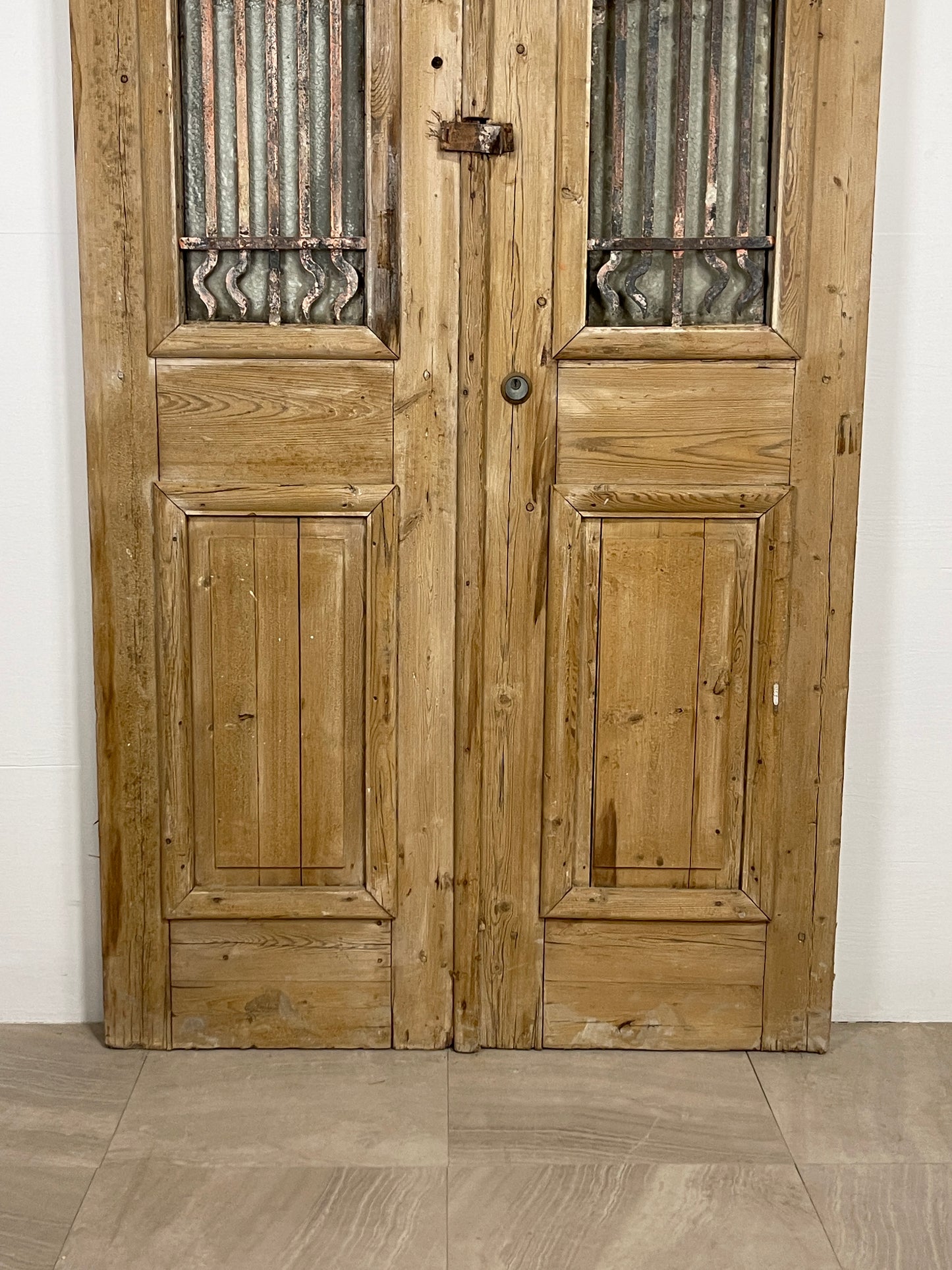 Antique French panel doors with Metal (85.75 x 43.75) O22