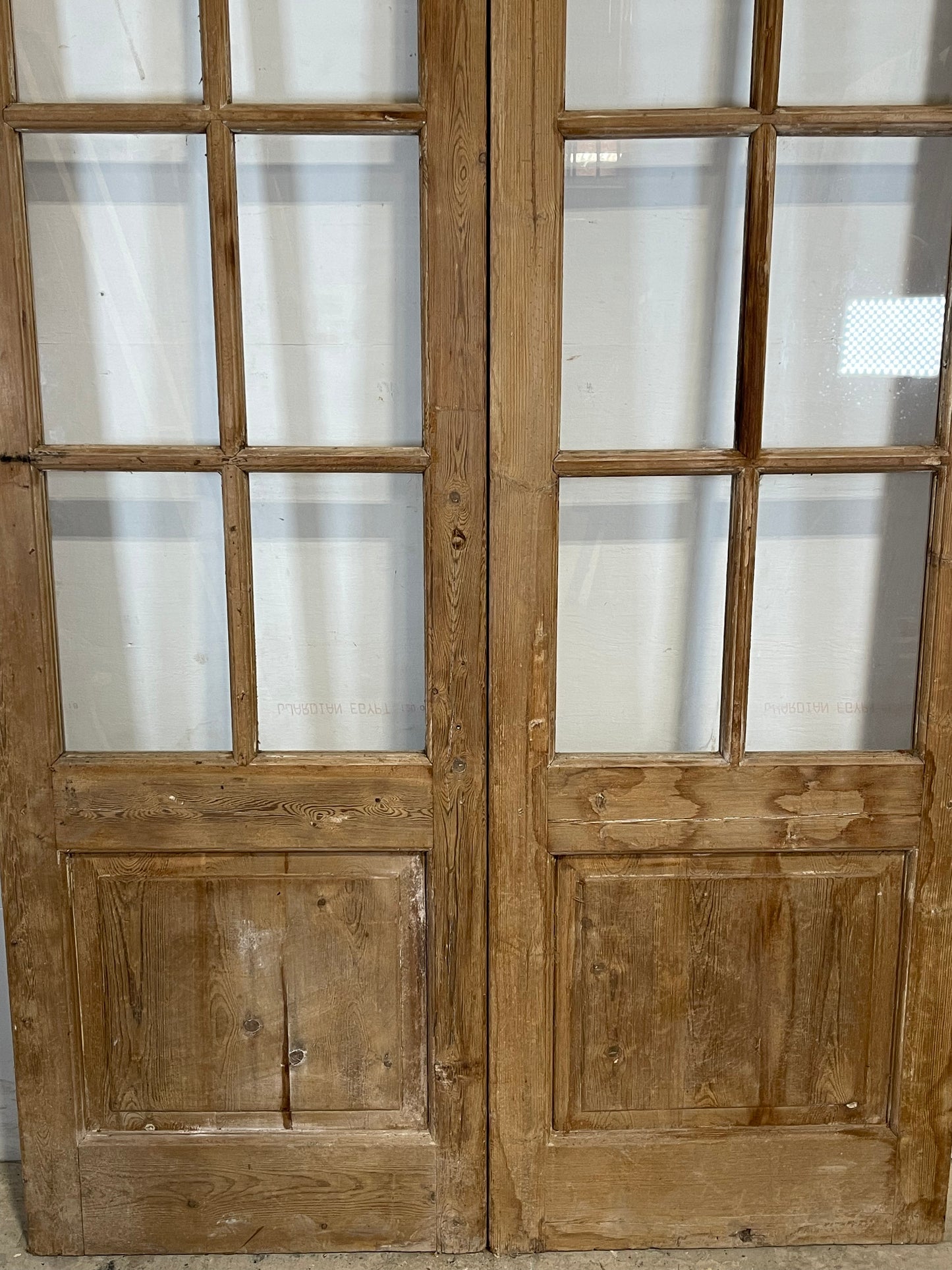 Antique  French Panel Door with Glass  (92.25x50.25) K313