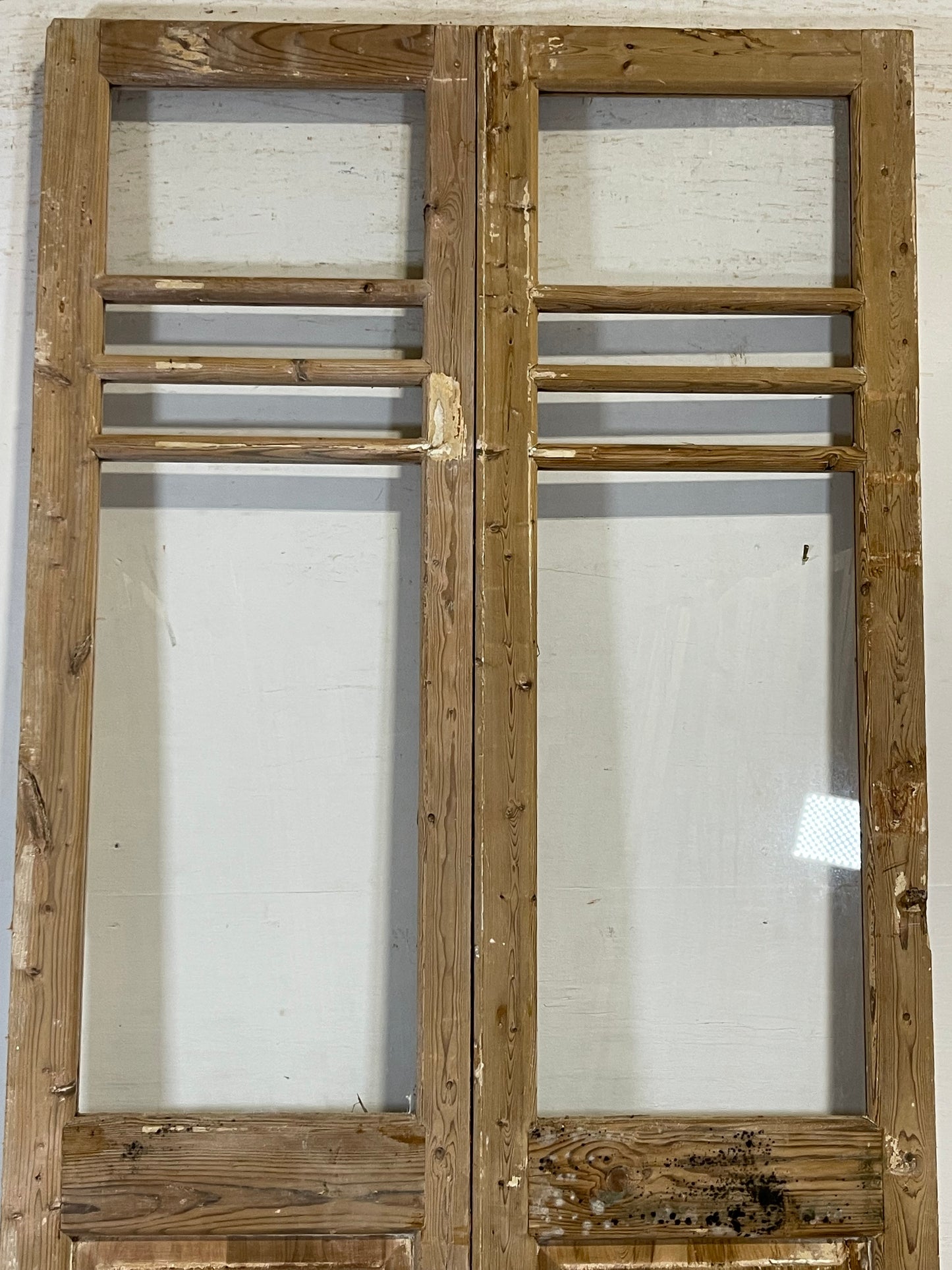 Antique French panel doors with glass (90.75x43) L190