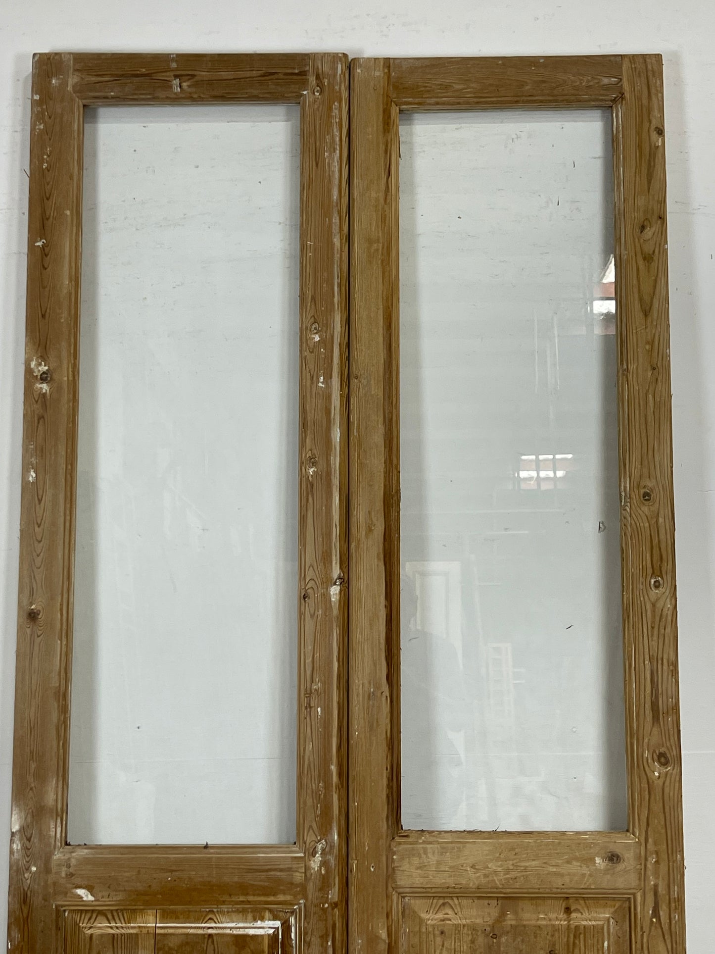 Antique French panel doors with glass (100x47.25) L389