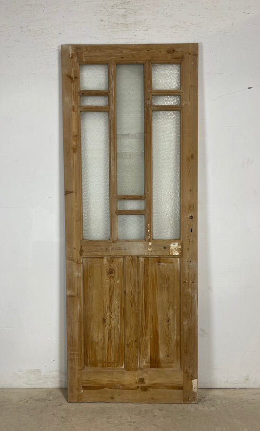 Antique French Panel Door with Glass  (86x32) M210