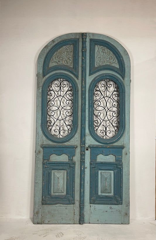 Antique French Panel Doors with Metal  (111 x 55)   N001