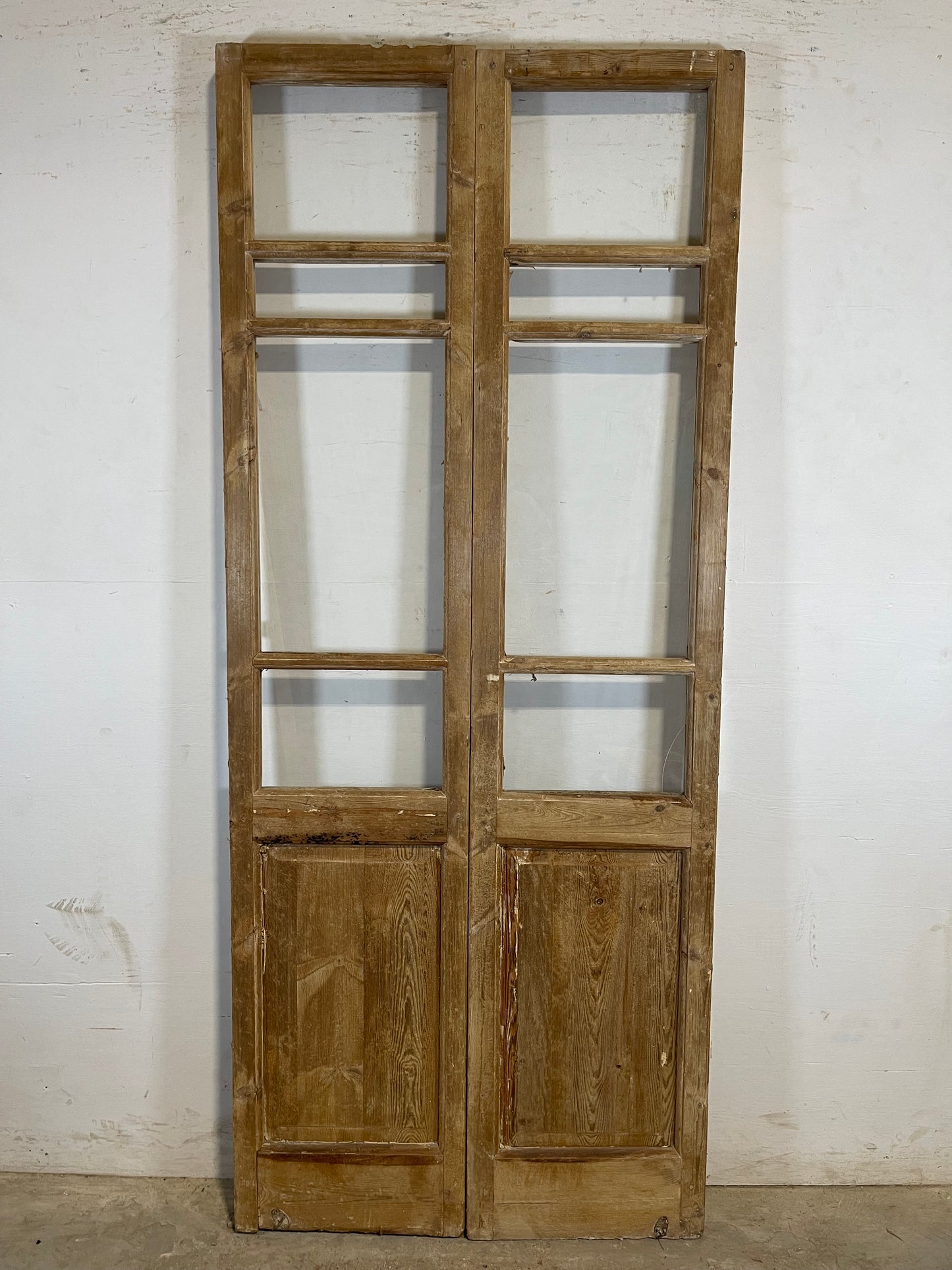 Antique French panel doors with glass (83x34.5) L170