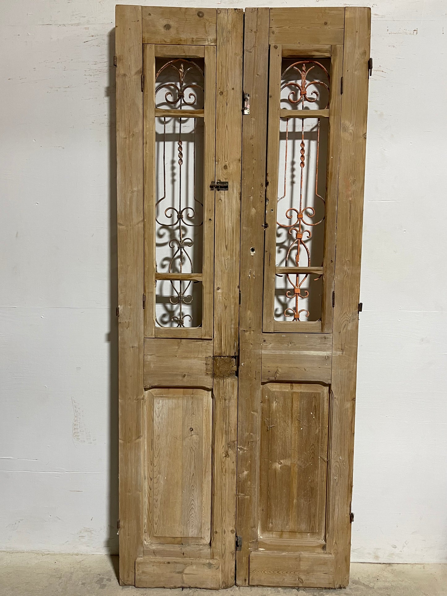 Antique French Panel Doors with Metal (97x40.25) K105