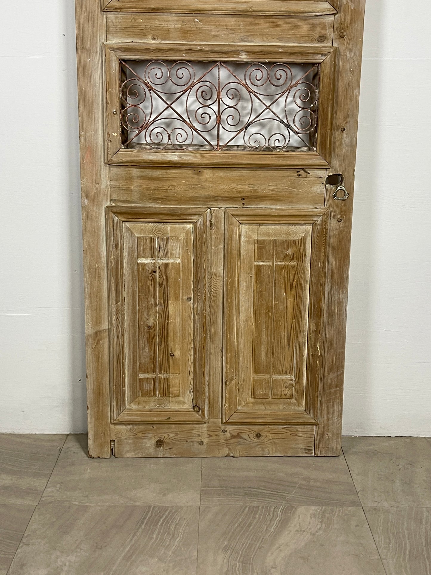 Antique French panel single door with Metal (85.5 x 31.75) O15