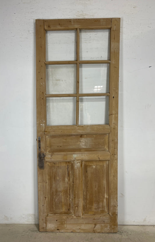 Antique French Panel Door with Glass  (95.5 x 36.25) M233 funhouse door