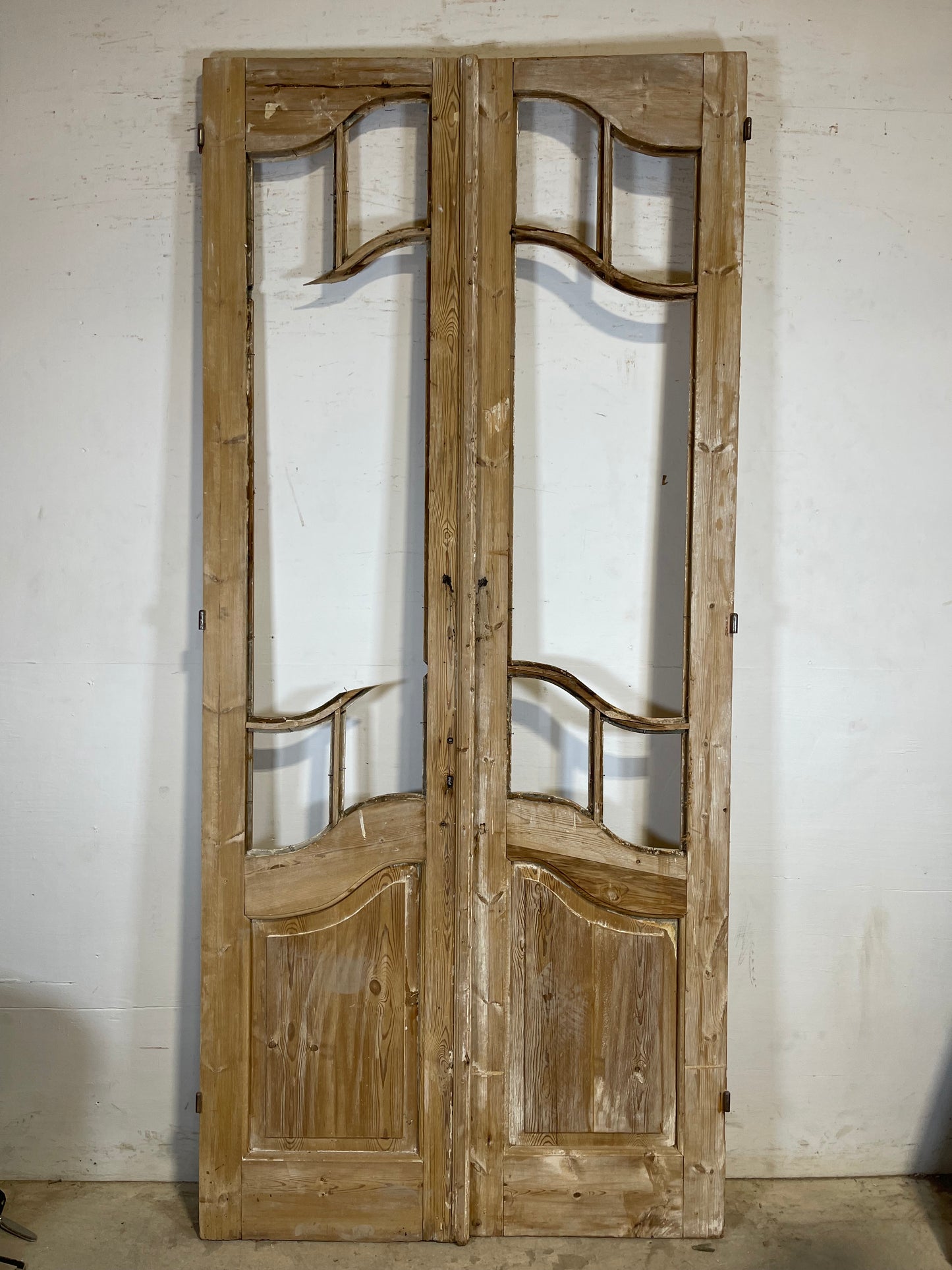 Antique French panel doors with glass (98x44.5) K326 set