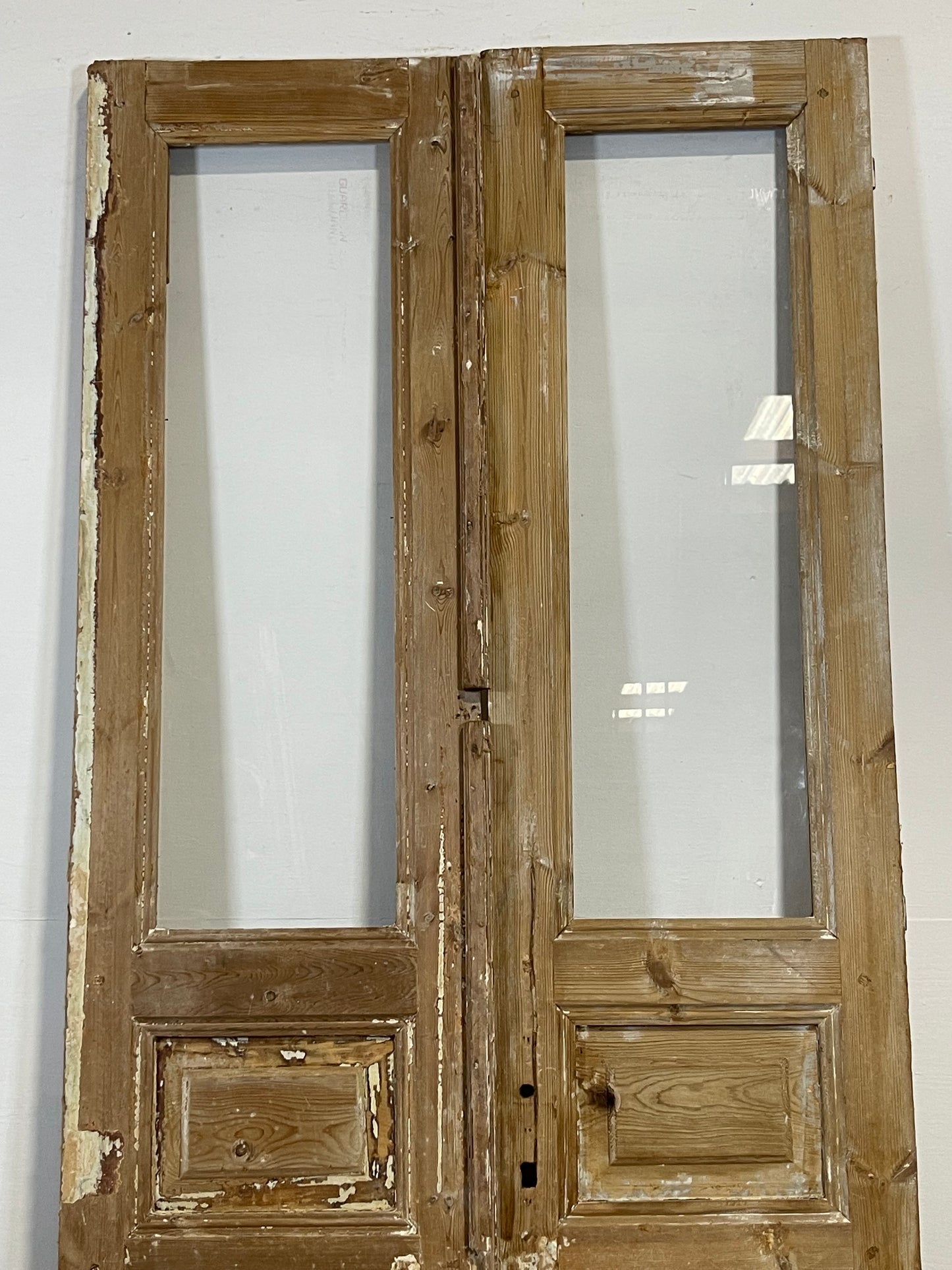 Antique French panel doors with glass (92.5x39.25) L223