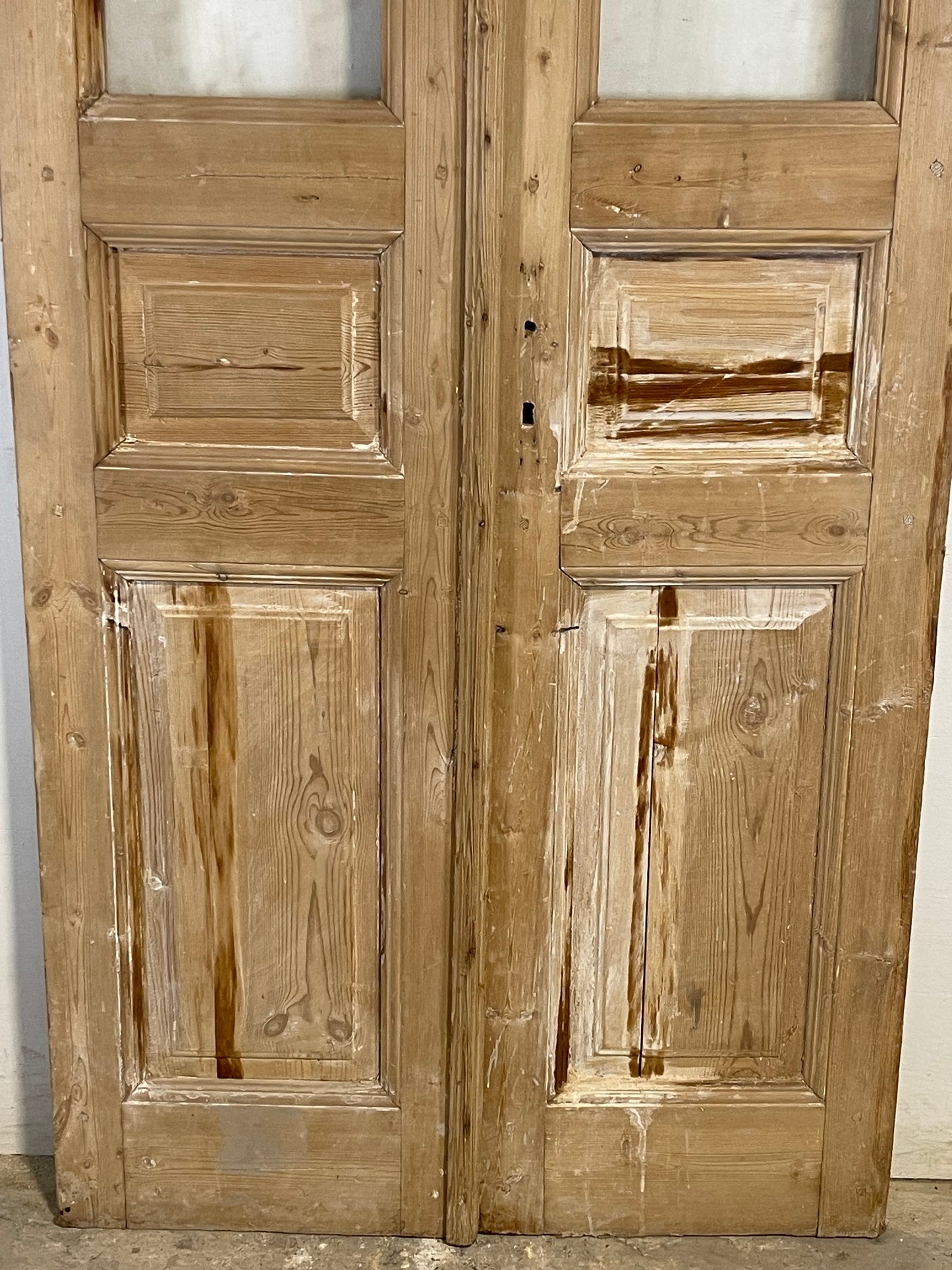 Antique French panel doors with glass (94.75x38.75) L138