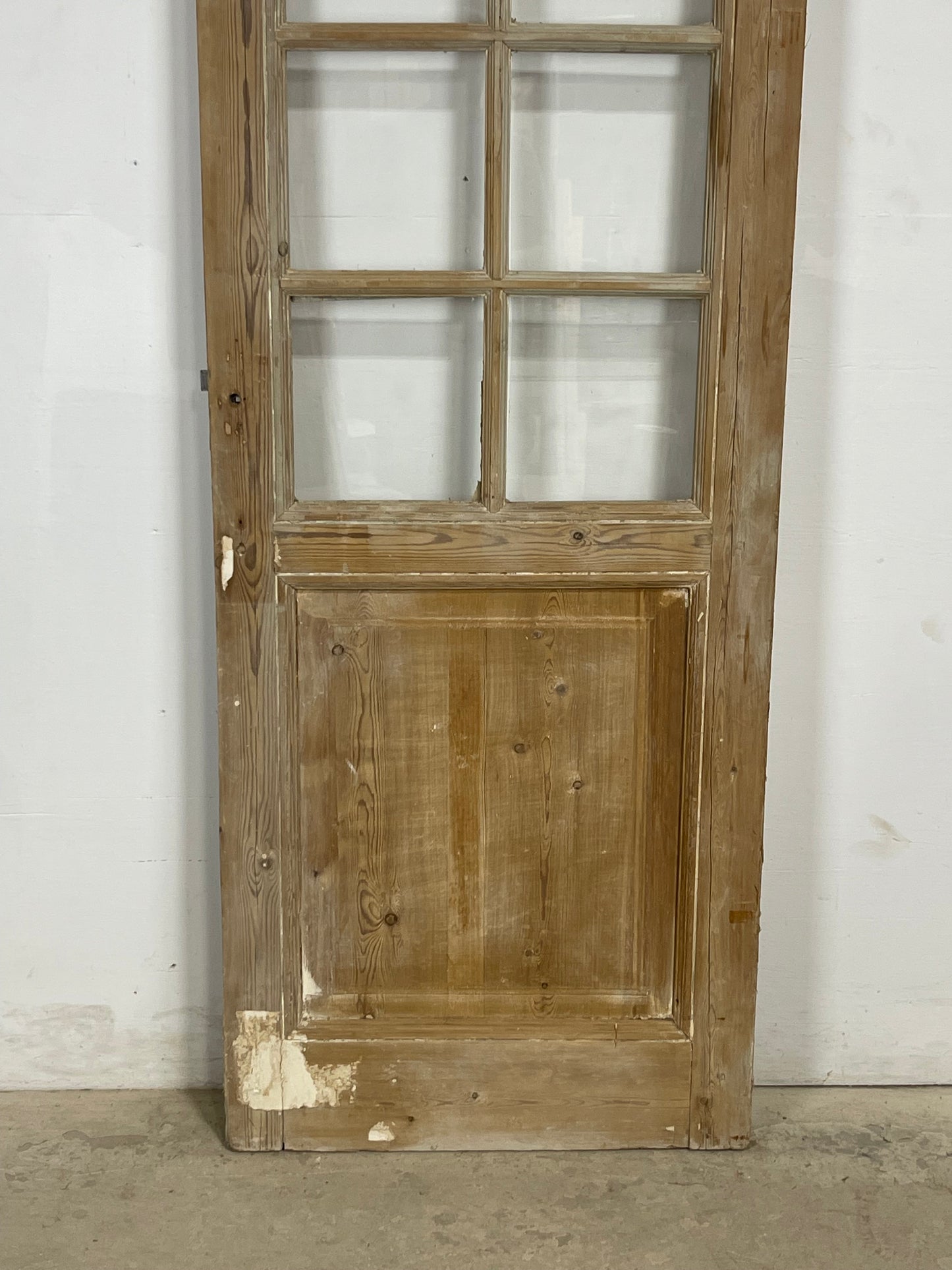 Antique French Panel Door with Glass  (93 x 28) M234