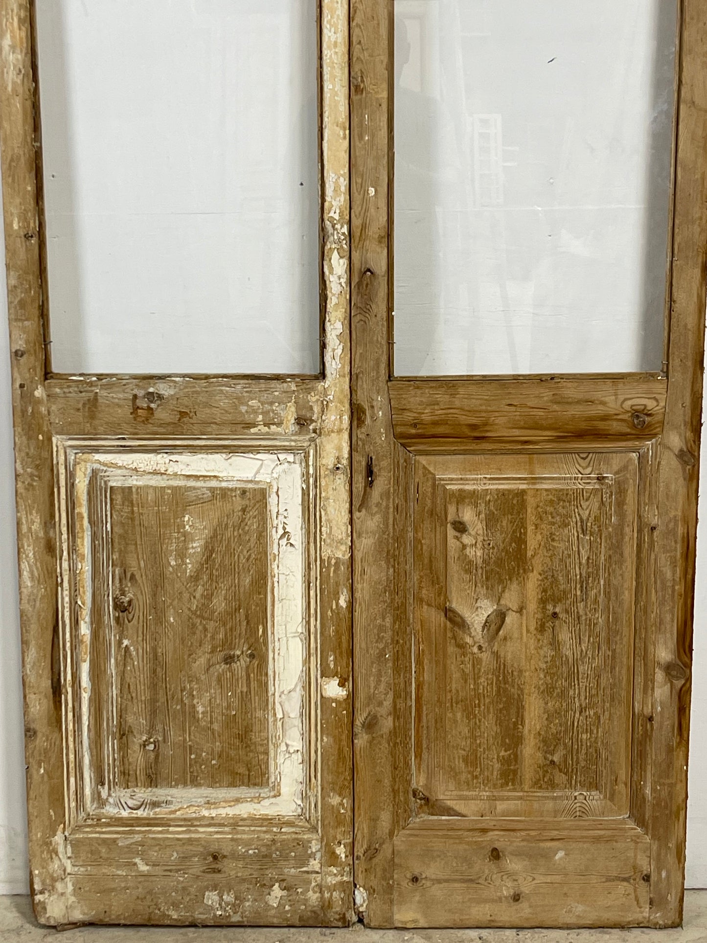 Antique French panel doors with glass (100x44) L387