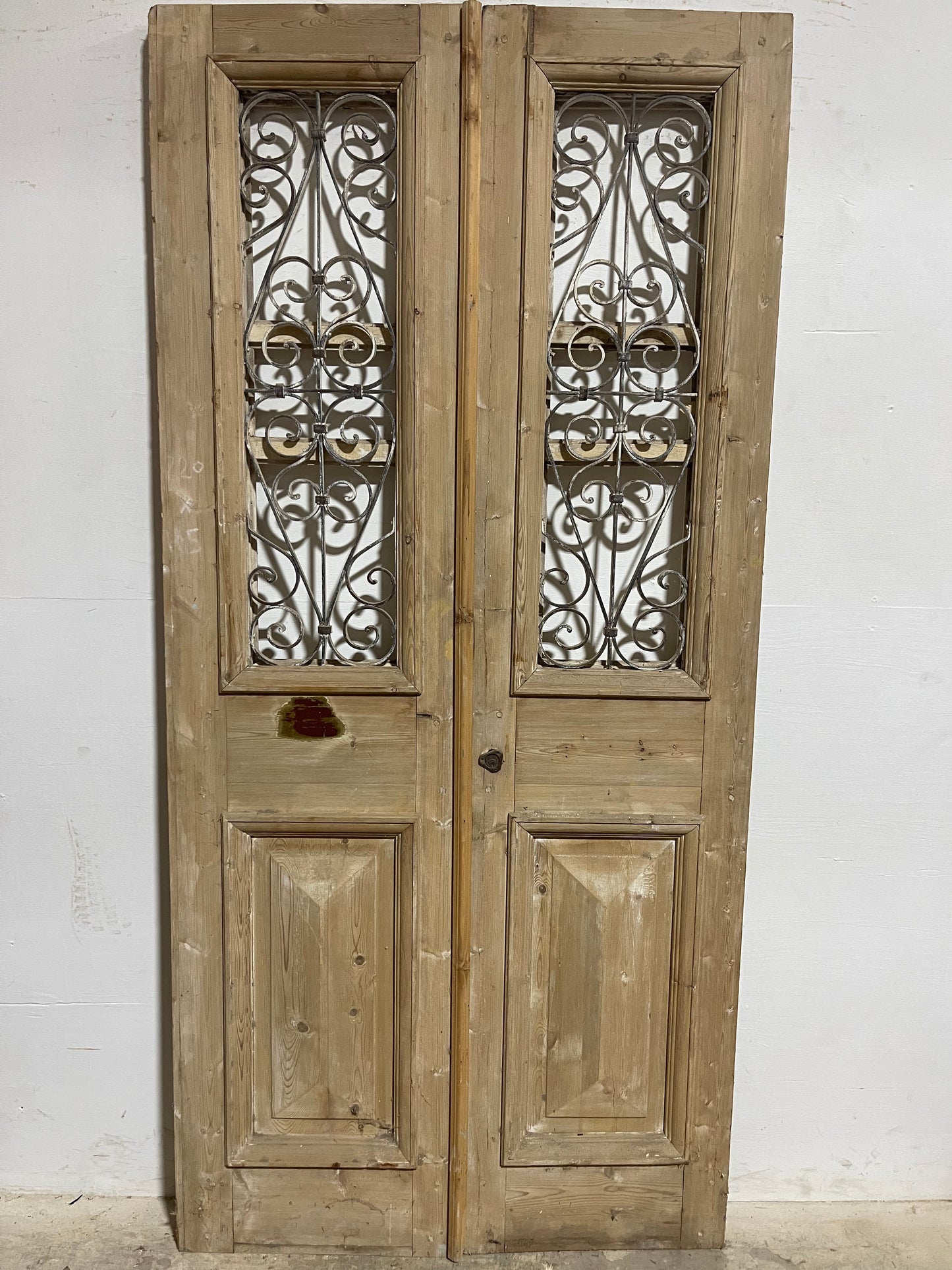 Antique French Panel Doors with Metal (86.5x41.25) K102