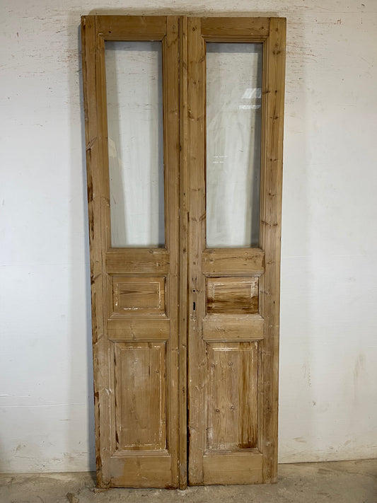 Antique French panel doors with glass (94.25x38.5) L142