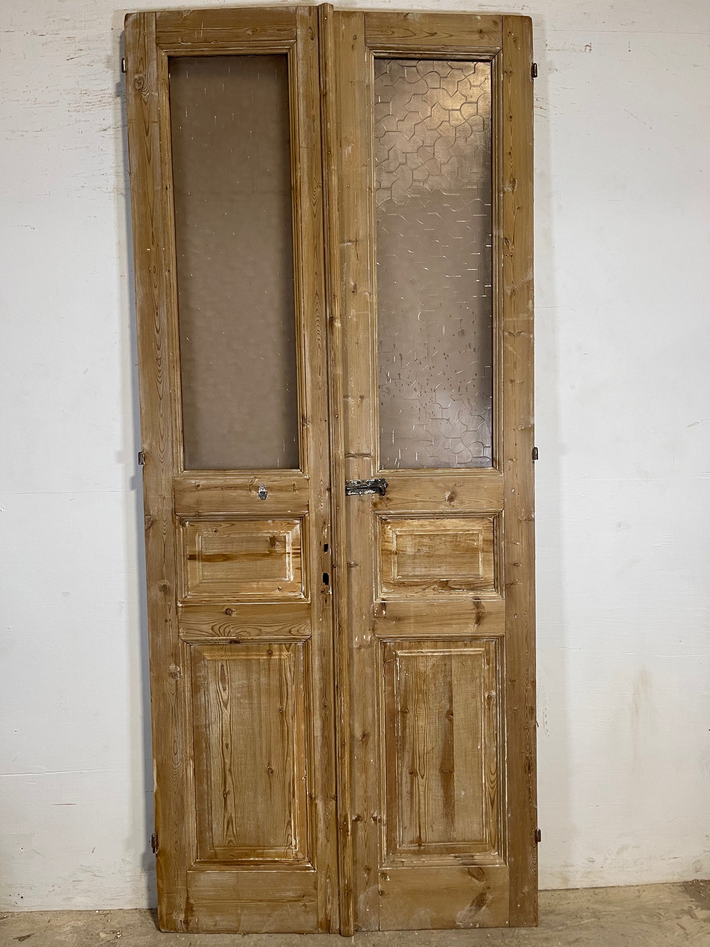 Antique French panel doors with glass (96.5x41.25) K339