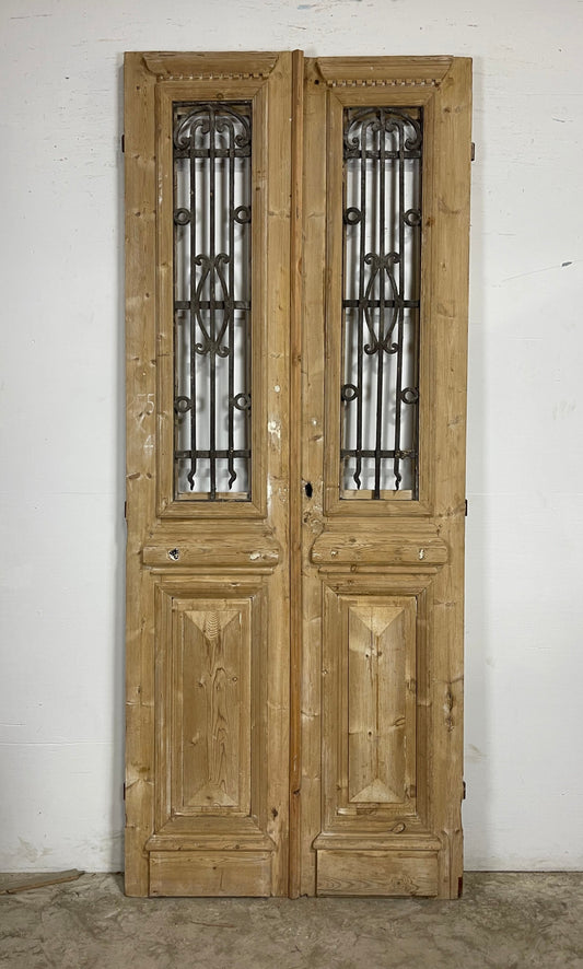 Antique French Panel Doors with Metal (99.5 x 40.5) M064