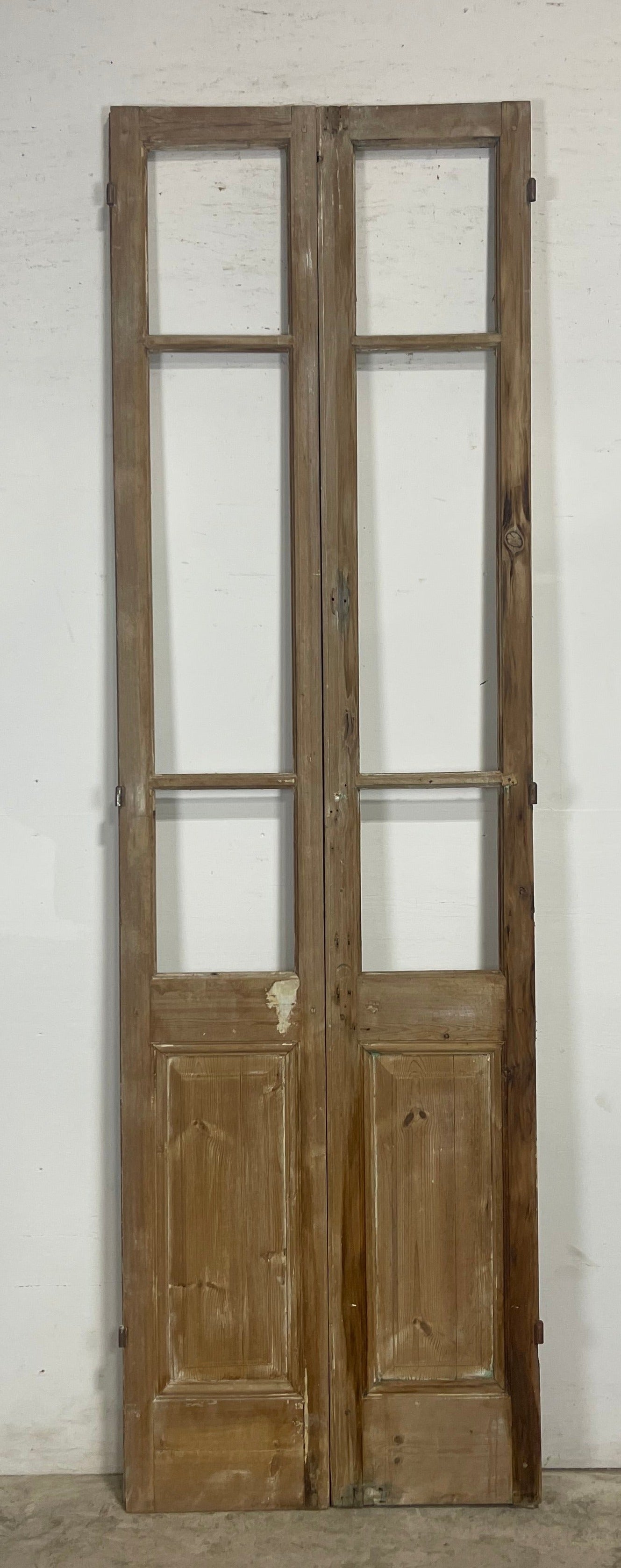 Antique  French Panel Doors with glass (96.75x29)   M076