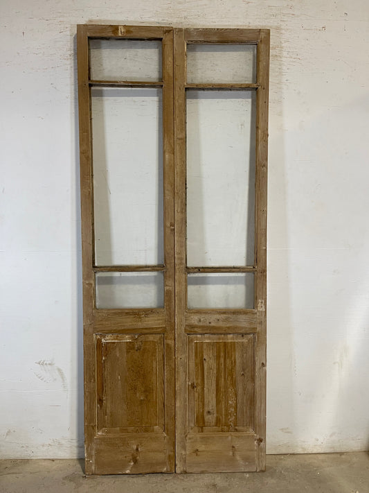 Antique French panel doors with glass (93.25x39) L192