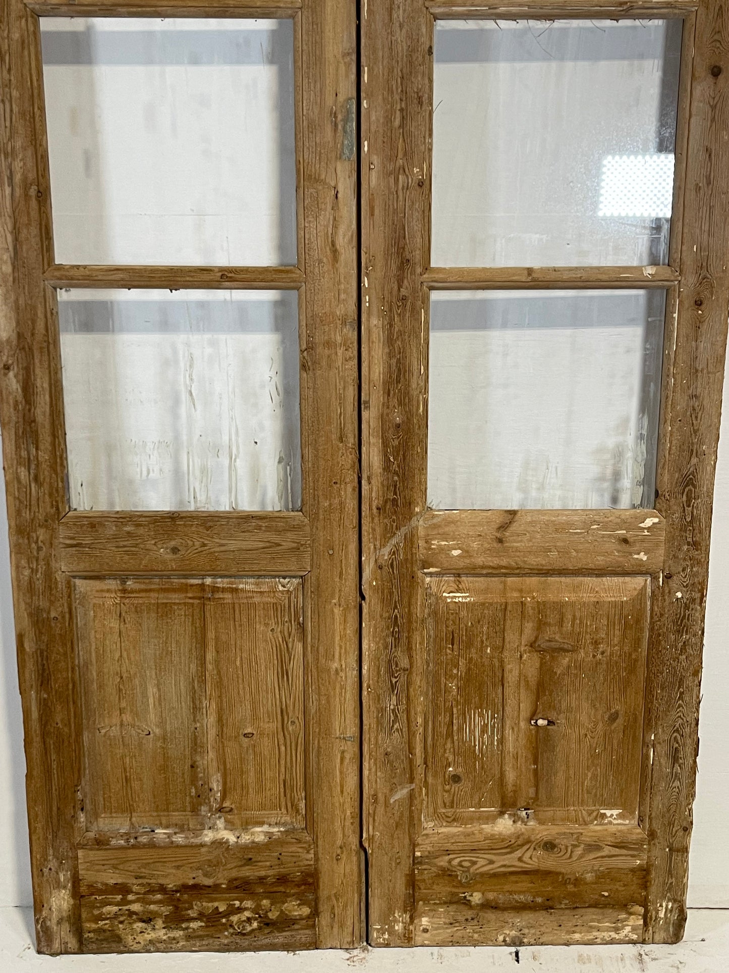 Antique French panel doors with glass (93x43.75) L197