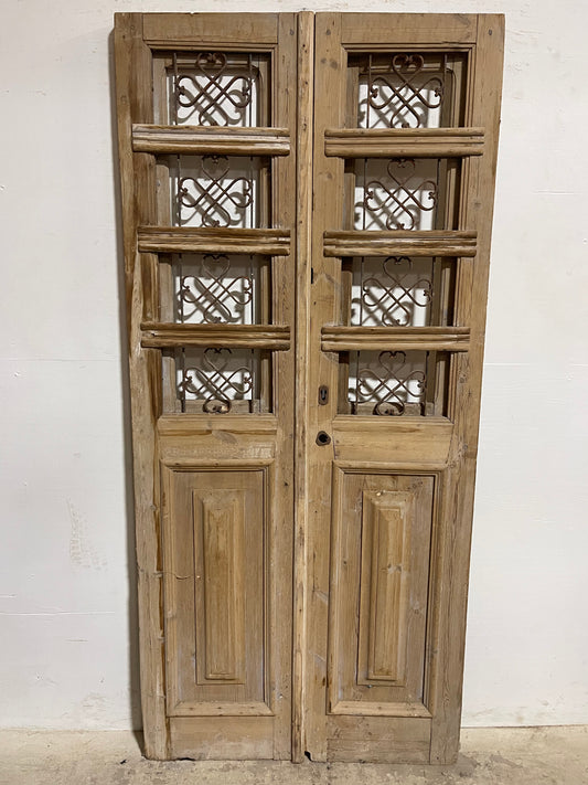 Antique French Panel Doors with Metal (83.5x38.5) K110