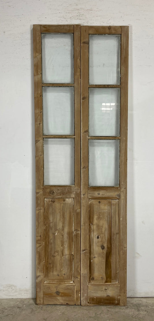 Antique  French Panel Doors with glass (91.75x30.5)   M074