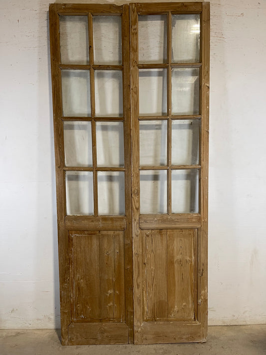 Antique French panel doors with glass (96.75x43.25) L158