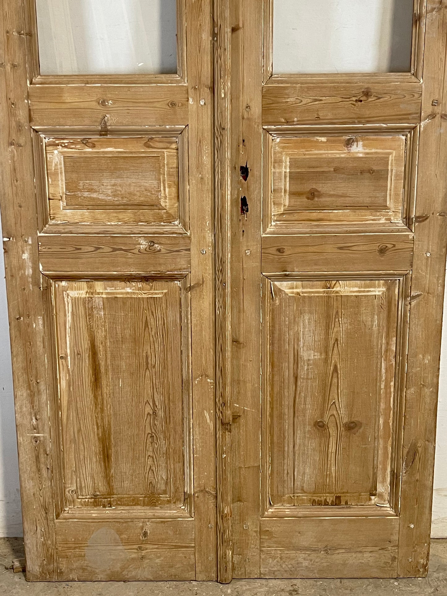 Antique French panel doors with glass (89.25x51.25) L150