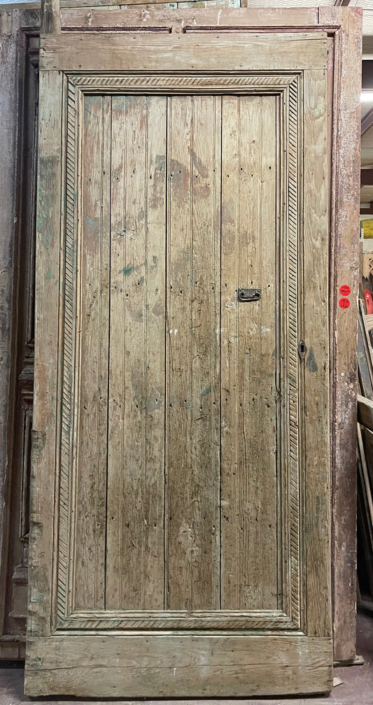 Antique  French Panel Door with Carving  (113.25x50.75) J060