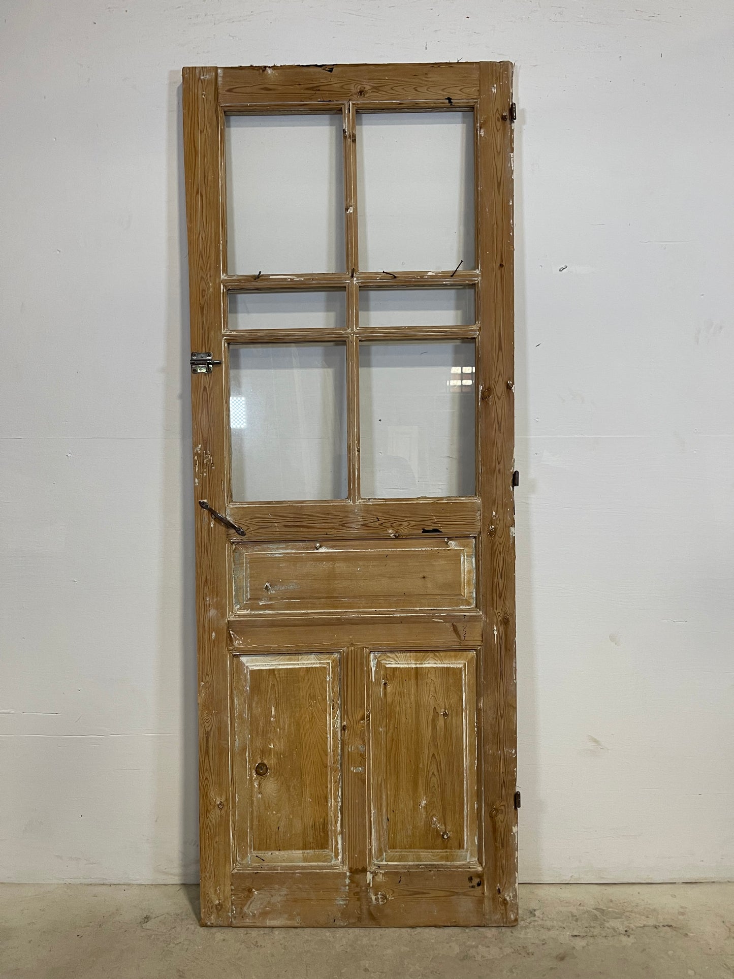 Antique French Panel Door with Glass  (83.5x31.25) L332