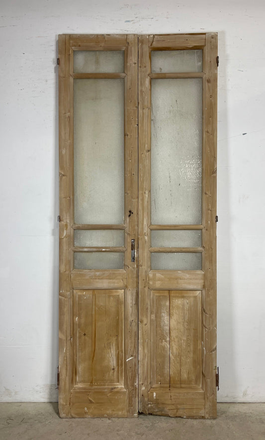 Antique  French Panel Doors with glass (101.75x42.25)   M105