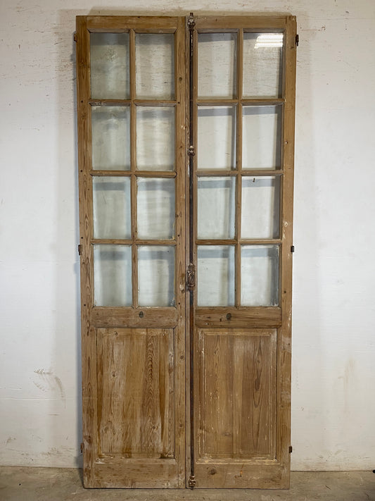 Antique French panel doors with glass (96.75x43.5) L169