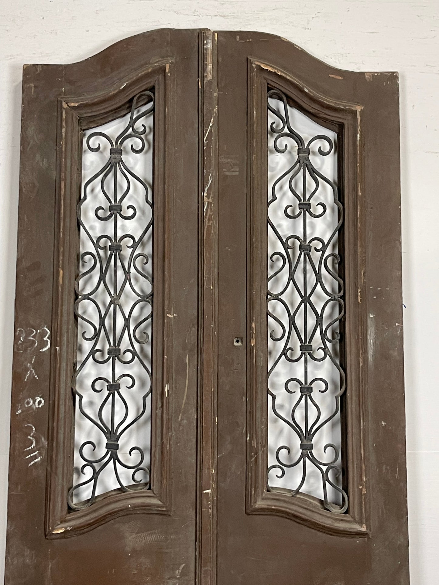 Antique French Panel Doors with Metal (92 x 39.5) M011