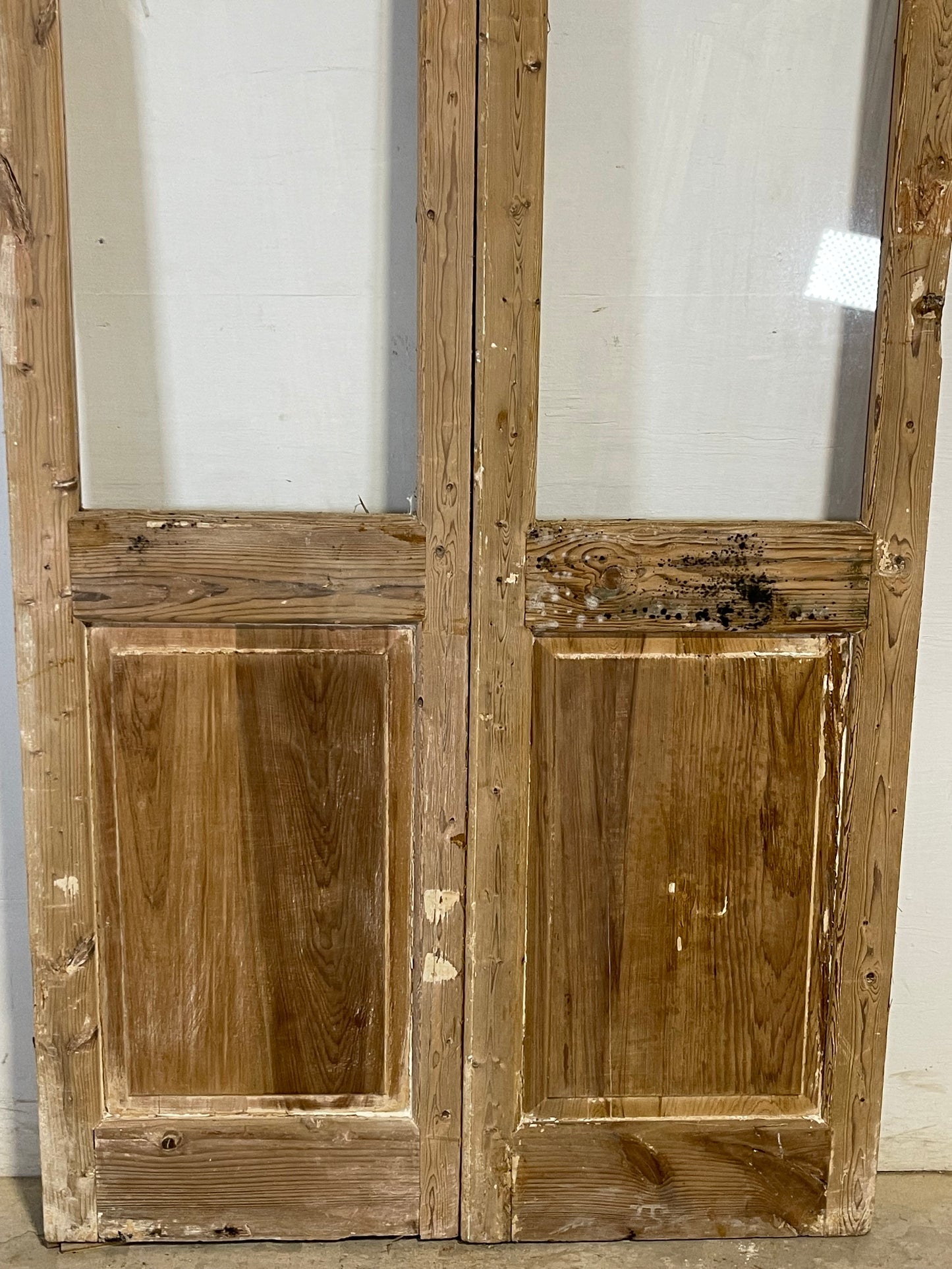 Antique French panel doors with glass (90.75x43) L190