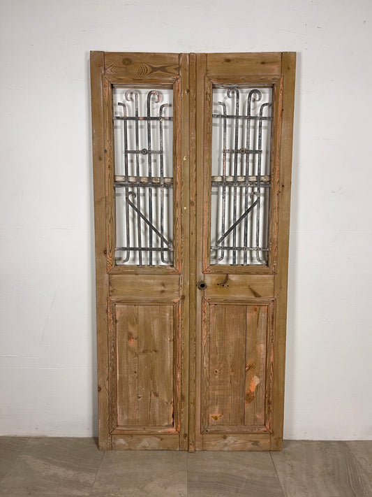 Antique French panel doors with Metal (83.25 x 40.5) O24