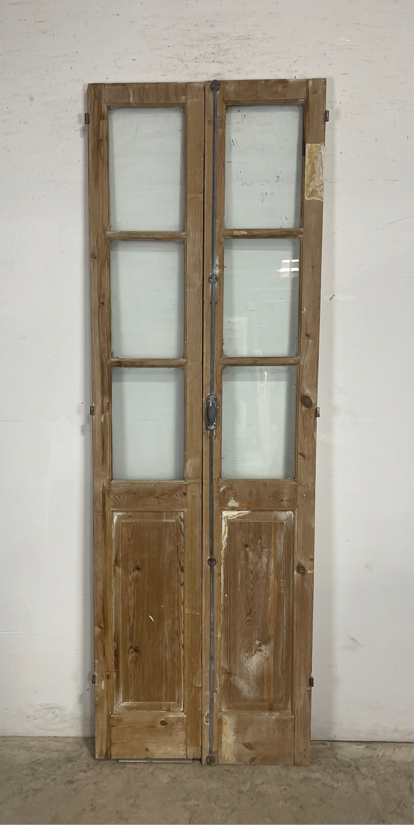 Antique  French Panel Doors with glass (91.75x30.5)   M079